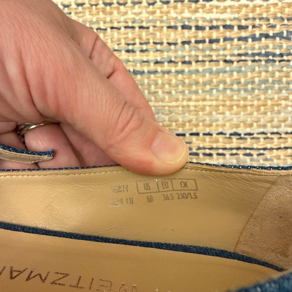 NWOT Stuart Weitzman Emilia Denim Mary Jane Ballet Flats - Picture 4 of 4